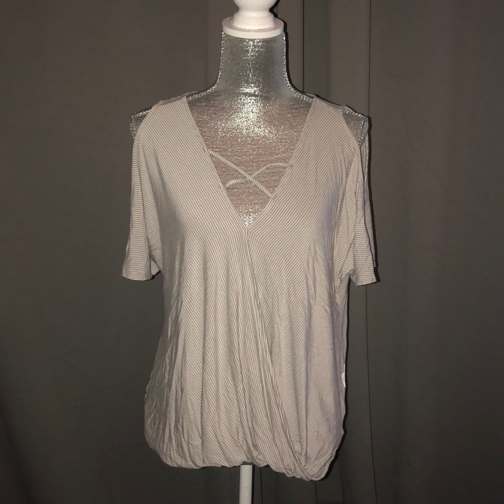 American Eagle Striped Surplice Shirt